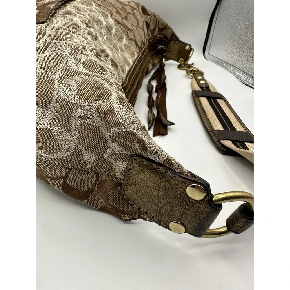 Vintage Coach Signature Patchwork Hobo Bag 10233 Y2K (2006) Gold, Beige, Brown